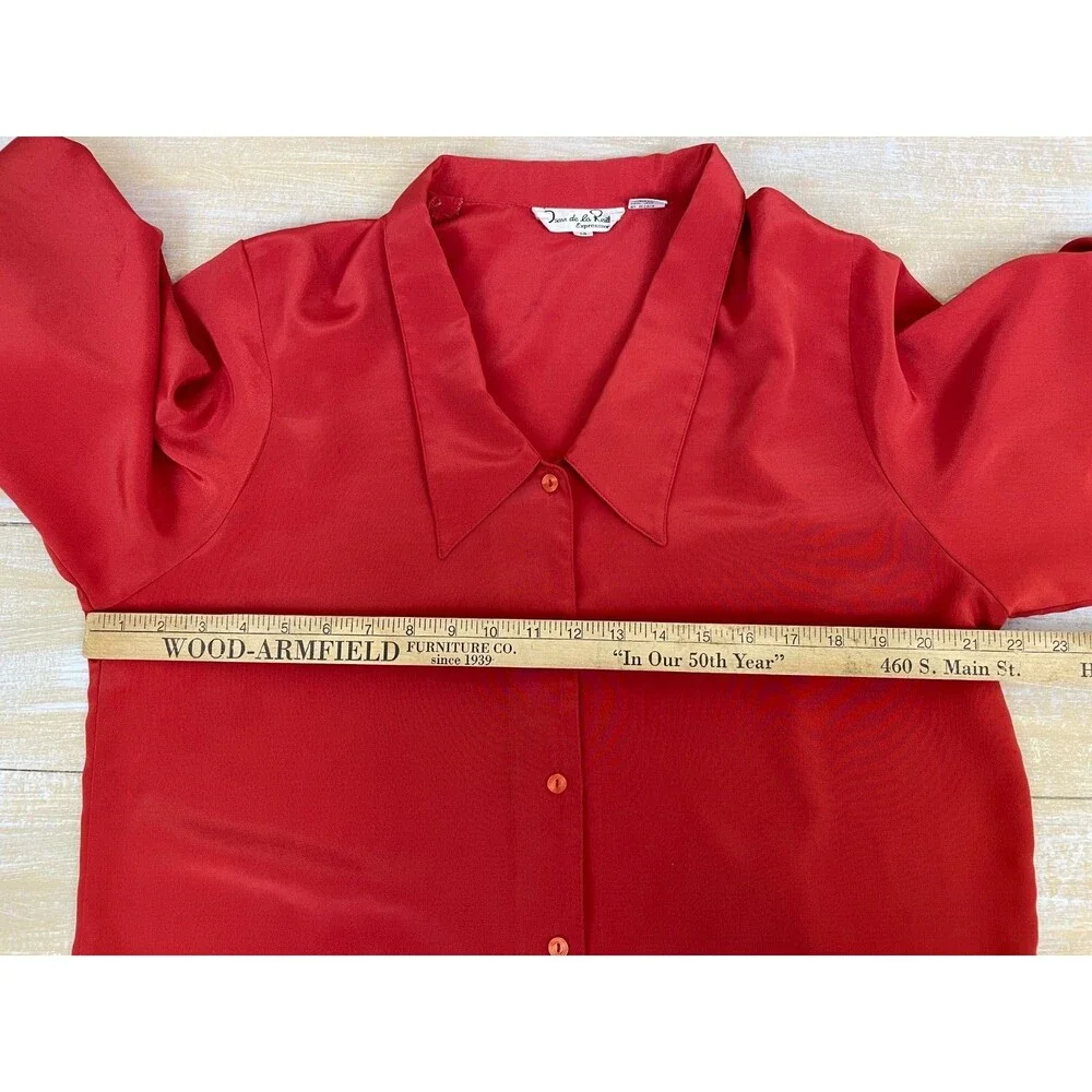 Vintage Oscar de la Renta Expressions Women's Red Blouse Size 14 - Picture 5 of 8
